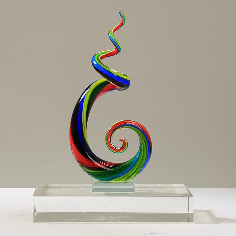琉璃抽象异形彩色摆件轻奢客厅样板间餐桌酒店桌面玄关装饰品摆设