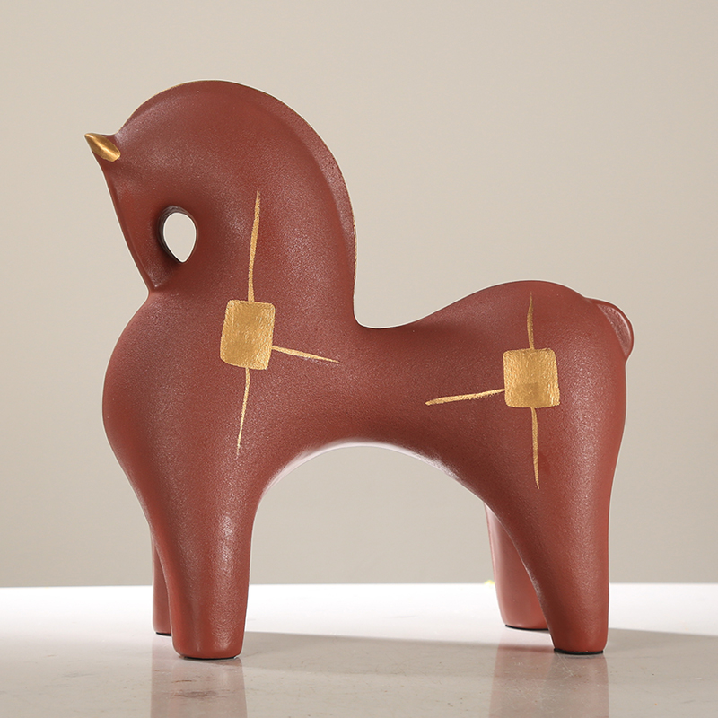 现代极简红色马树脂摆件