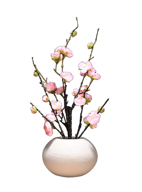 新中式风白色素烧陶瓷腊梅摆件