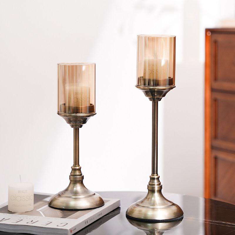 锦瑟家居简约美式餐桌酒柜软装饰品摆件烛光晚餐水晶金属蜡烛台,家居饰品,装饰摆件,淘宝优惠券,粉丝福利购,淘宝优惠卷