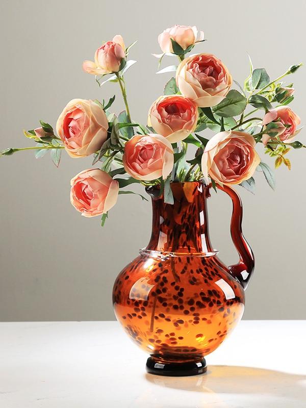 轻奢艺术玻璃中古艺术花瓶摆件现代客厅酒店玄关软装插花花器装饰