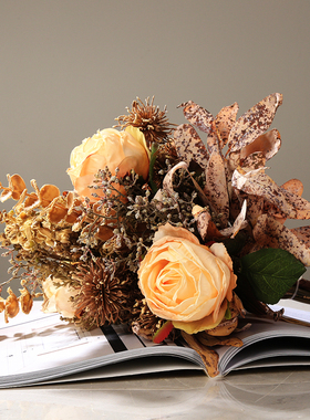 复古秋色仿真花束假花插花装饰