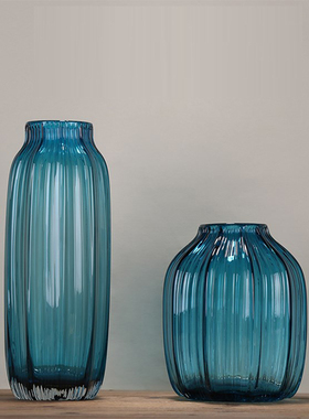 乡村杂货地中海风蓝色玻璃花瓶