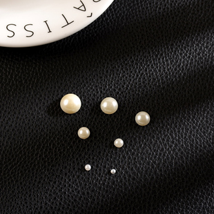 半圆平底珍珠200个 珍珠色 DIY饰品配件3 14MM半边塑料珍珠