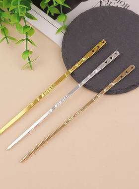 电泳保色150mm单面压花合金三孔发簪diy手工发簪材料汉服古风