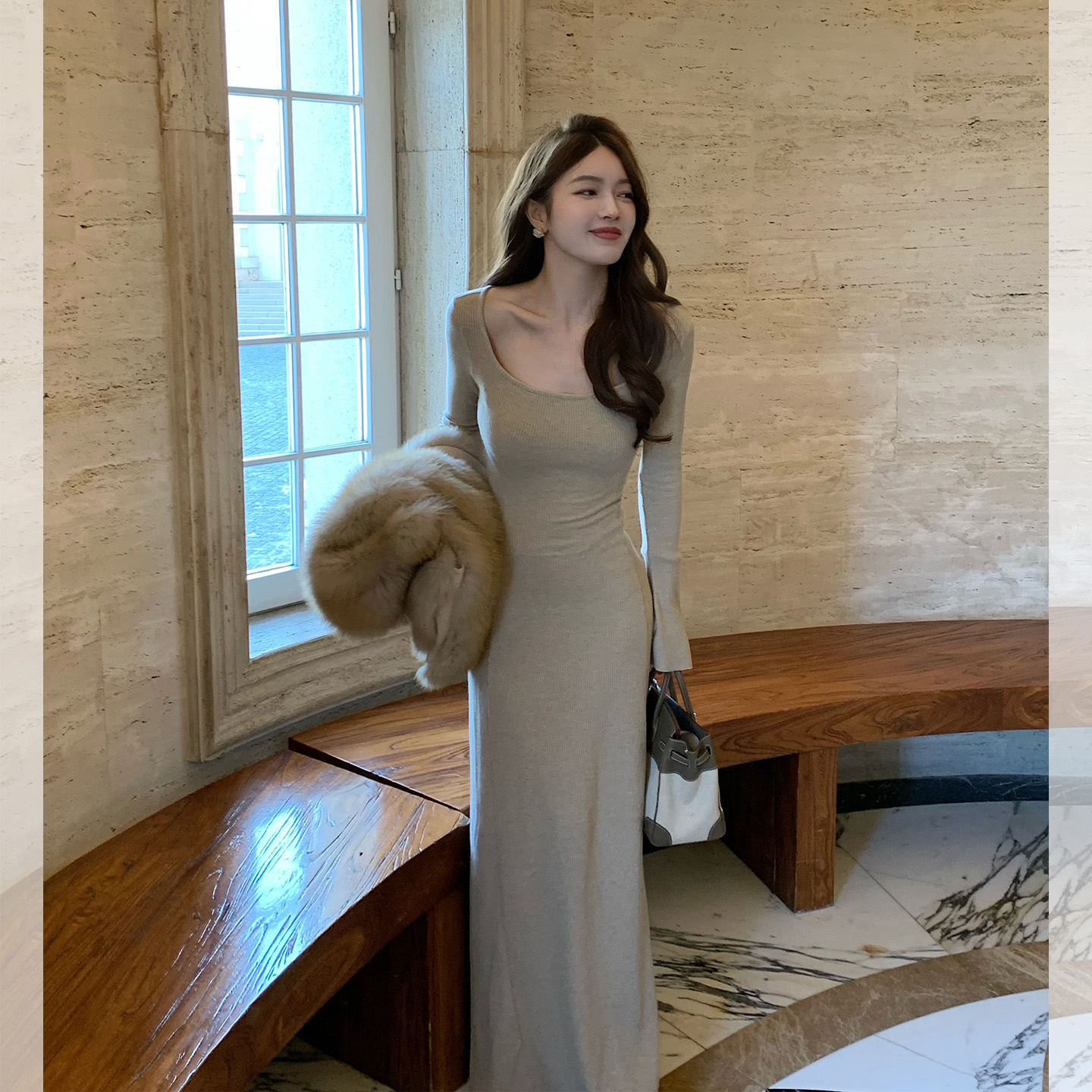 只有妮秋冬超好搭羊毛针织连衣裙