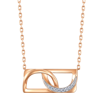 周生生PROMESSA字母18K红白分色黄金钻石项链礼物93348N