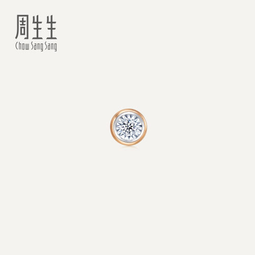 周生生小气泡钻石耳钉单只