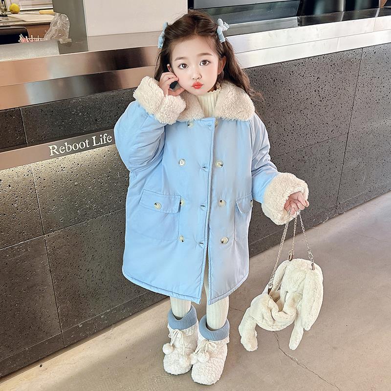 NEXT女童外套秋冬款新款儿童洋气加绒夹棉军大衣棉袄宝宝冬季衣服