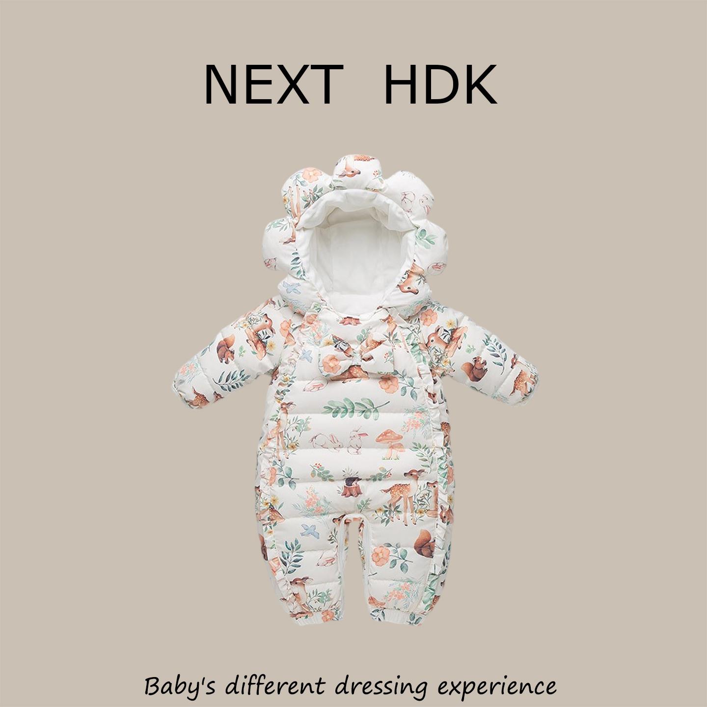 英国NEXT HDK冬季婴儿羽绒服连体衣周岁男女宝宝外出滑雪哈衣爬服