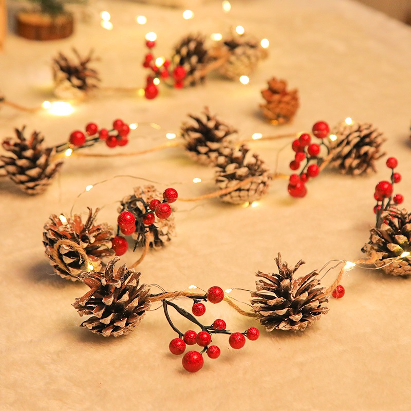 迷饰圣诞节彩灯串松果灯串圣诞树装饰灯LED发光场景布置创意挂饰