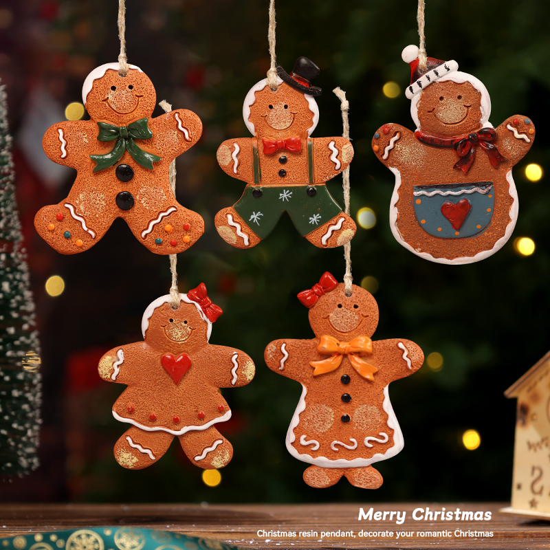 迷饰姜饼人树脂圣诞树挂件