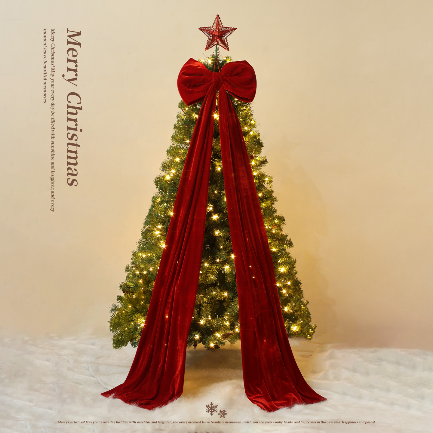 迷饰圣诞节装饰植绒红色蝴蝶结