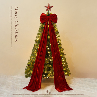 迷饰圣诞节装饰植绒红色蝴蝶结