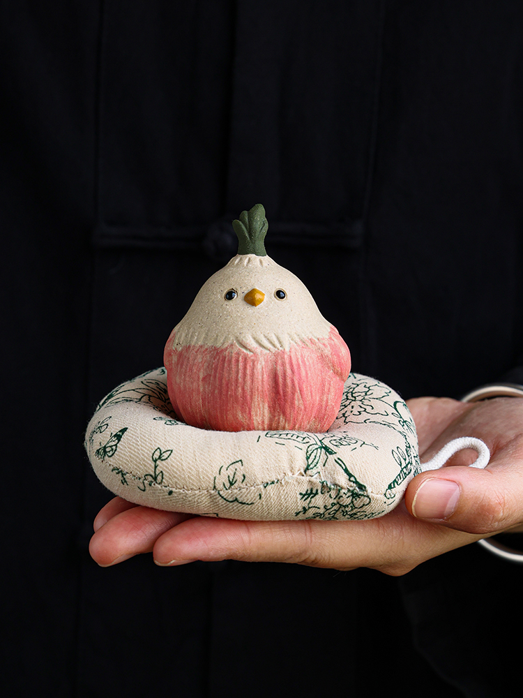 紫砂蒜鸟茶宠宜兴原矿精品可养摆件手工小鸟小茶玩工艺品可爱装饰