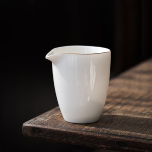 德化上釉大号高温白瓷陶瓷描金羊脂玉公道杯均茶杯功夫茶具配件