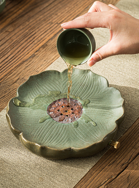 憨人复古迷你家用小号茶盘一壶一杯简约茶台禅意茶托盘壶承储水式