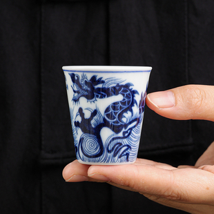 个人专用陶瓷家用功夫主人杯可乐杯品茗杯礼盒 鱼跃龙门喝茶杯男士