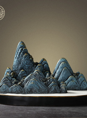 创意树脂假山工艺品摆件 中式玄关客厅酒柜办公室桌面摆设