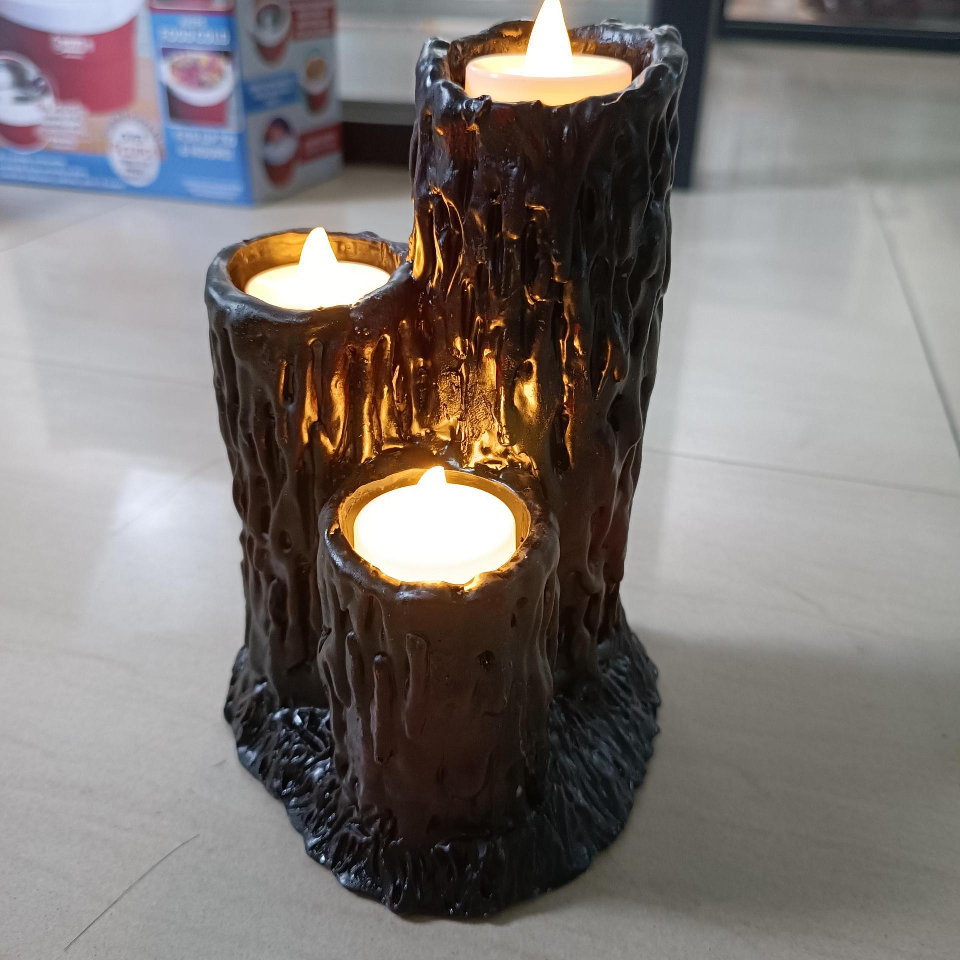 独立站万圣节新品Melting Candle Cluster蜡烛簇树脂烛台树丛摆件