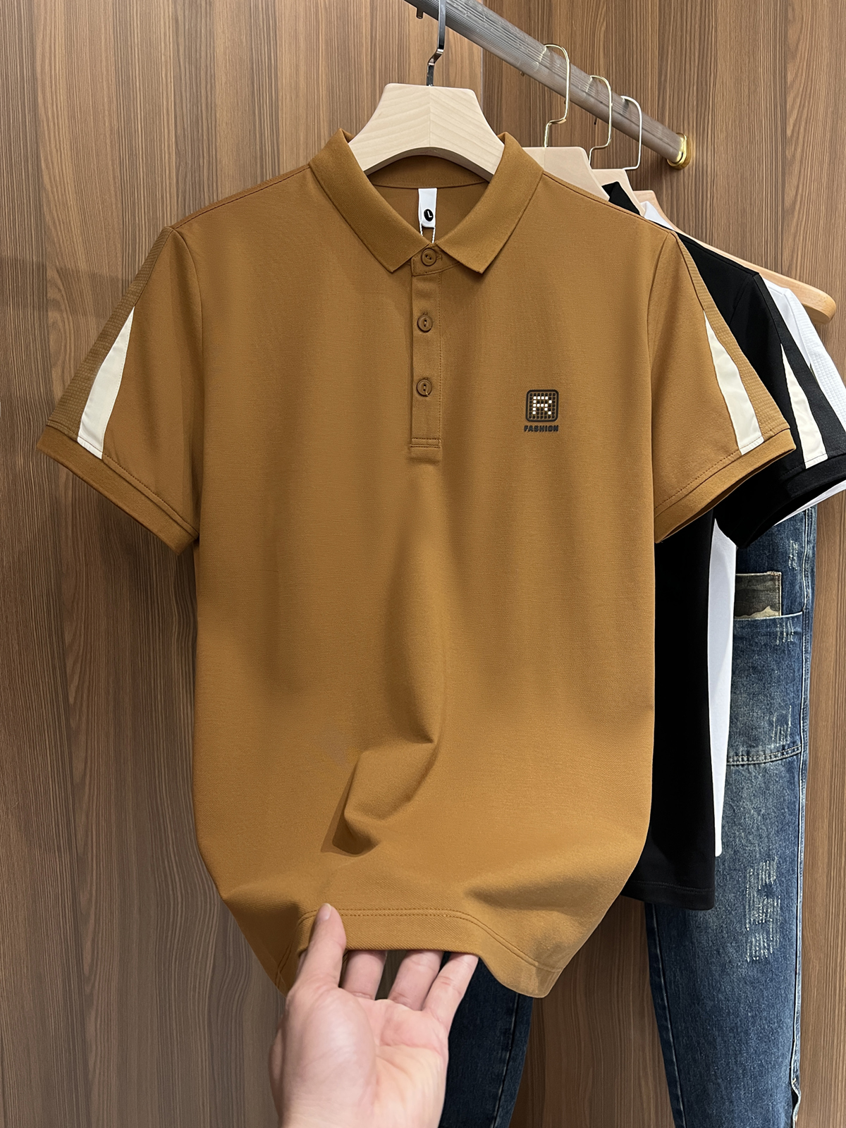 2024夏季新款黑色长袖Polo衫