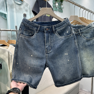 美式 夏季 轻薄款 男士 子轻奢直筒五分裤 2025新款 潮流百搭短裤 牛仔裤