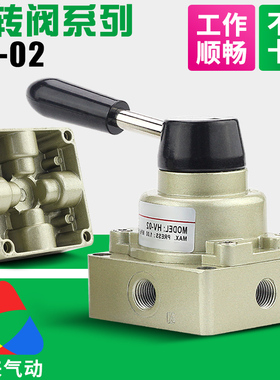 气动气缸控制转向手扳阀手动阀手转阀HV-02-03-04三位四通换向阀
