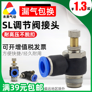 02气缸调节阀节流阀SL6 气管快速接头调速开关JSC8