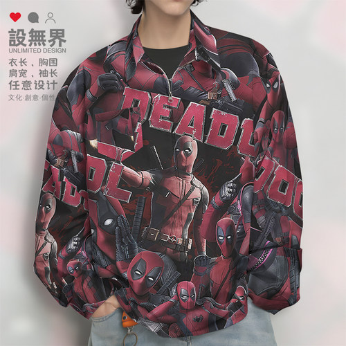 漫画漫威死侍电影周边小长袖衬衫