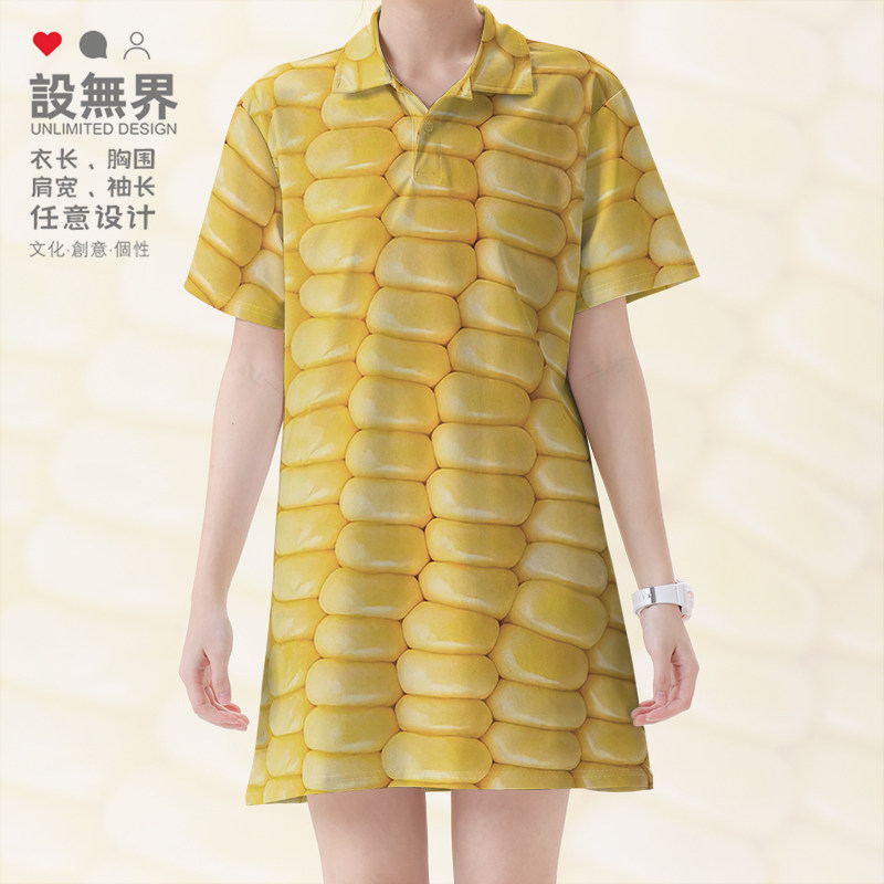 3D清凉搞笑奇葩玉米图案西连衣裙