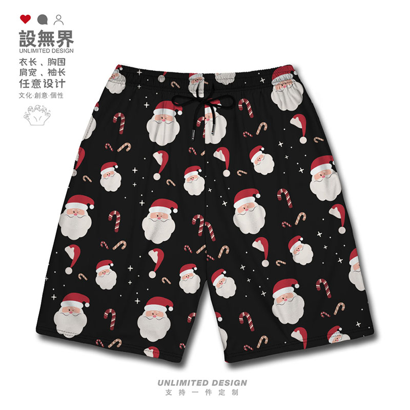 可爱冬季圣诞节老人氛围运动短裤