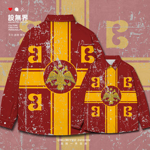 东罗马拜占庭帝国Byzantine国徽长袖衬衫男女复古花衬衣秋设 无界