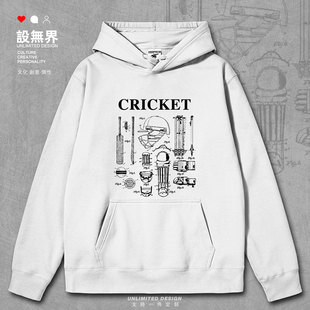 板球运动员击球手保龄球复古运动设计线稿图连帽卫衣男女设 无界