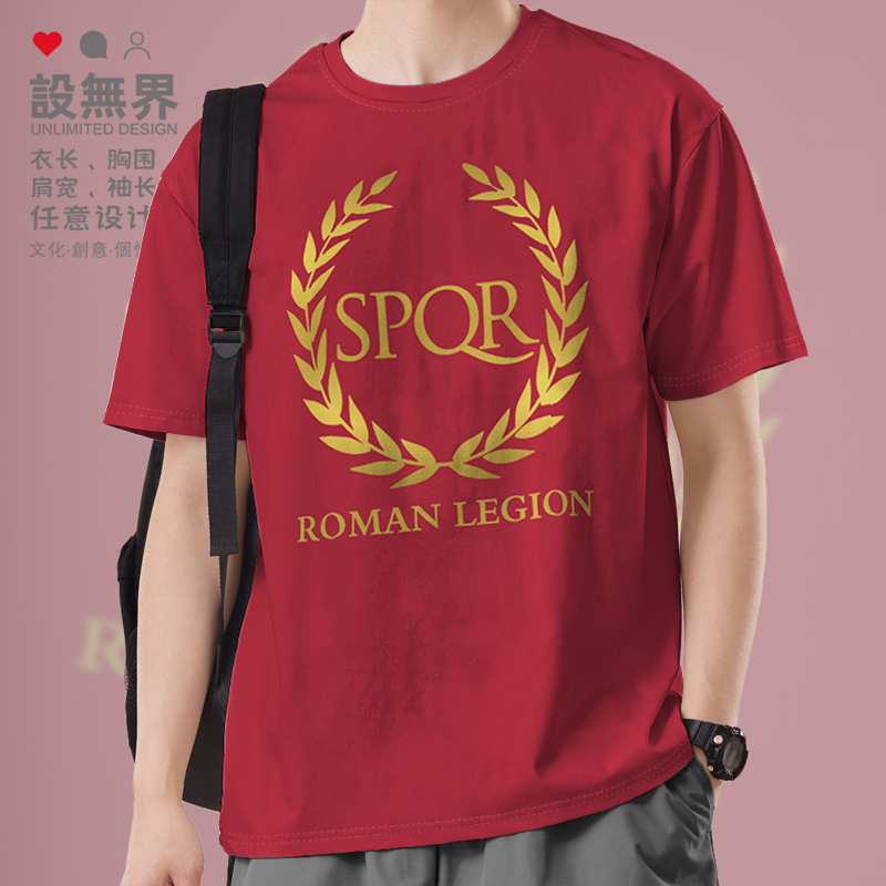 古罗马帝国军团SPQR旗帜短袖T恤