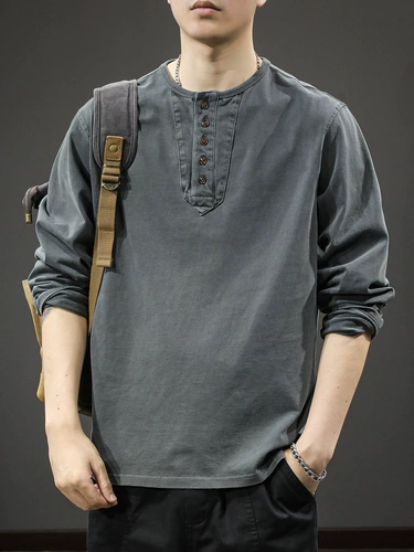 Хлопковый лонгслив для отдыха, тонкая осенняя футболка, приятная телу толстовка, высокий воротник