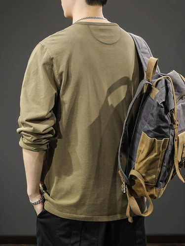 Хлопковый лонгслив для отдыха, тонкая осенняя футболка, приятная телу толстовка, высокий воротник