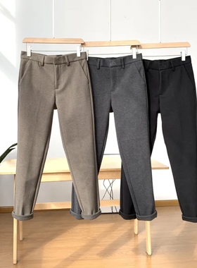 妥妥的好货！轻潮系毛呢小西裤秋冬男士商务修身休闲裤小直筒长裤