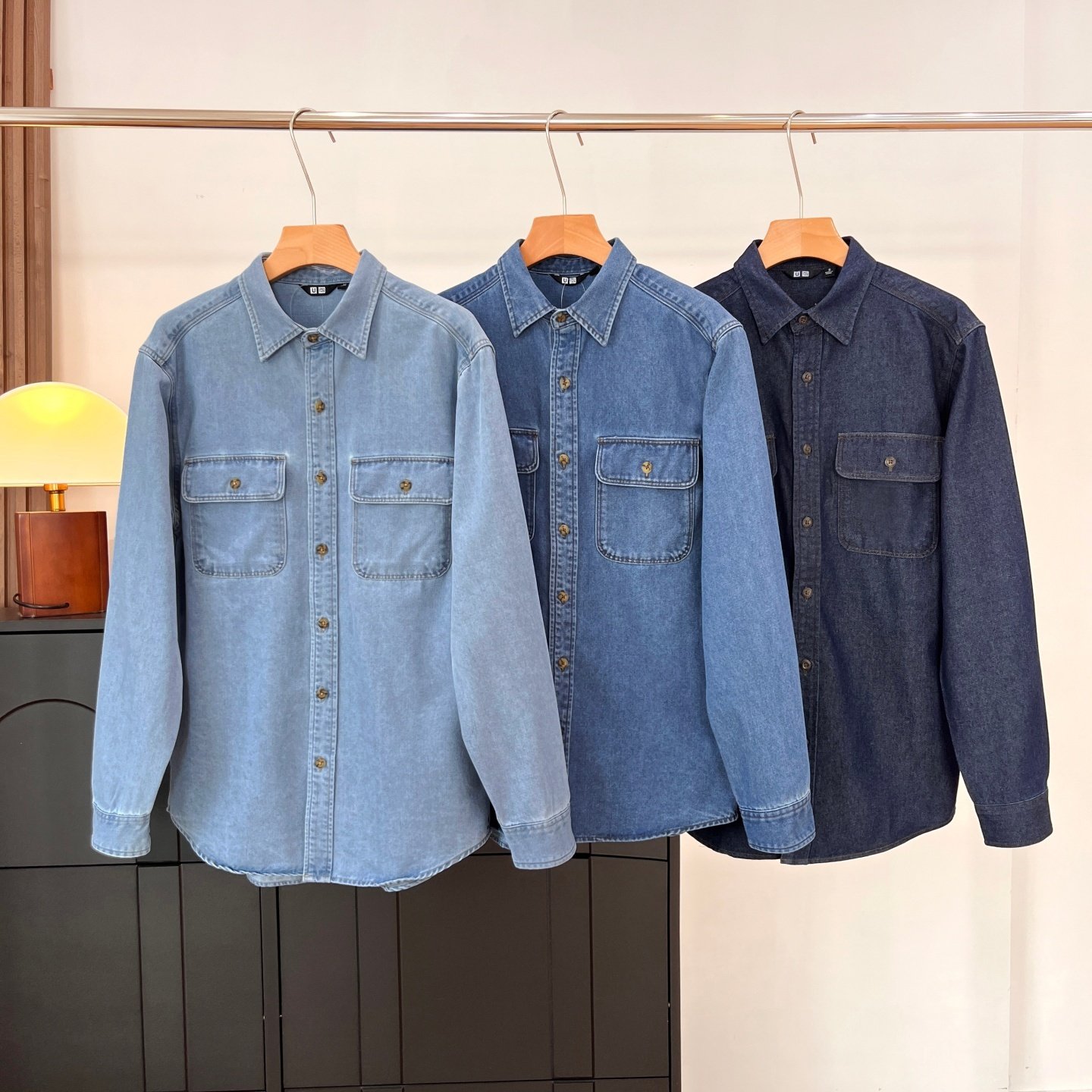 日单合作款牛仔衬衫男款女装2026春季复古多口袋工装衬衣长袖上衣,男装,牛仔衬衫,淘宝优惠券,粉丝福利购,淘宝优惠卷