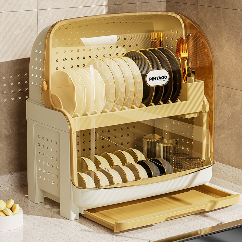 厨房碗架碗筷收纳盒带盖沥水