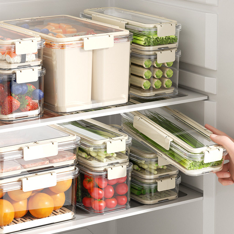 透明密封收纳盒冰箱食物储物罐厨房便携塑料保鲜盒