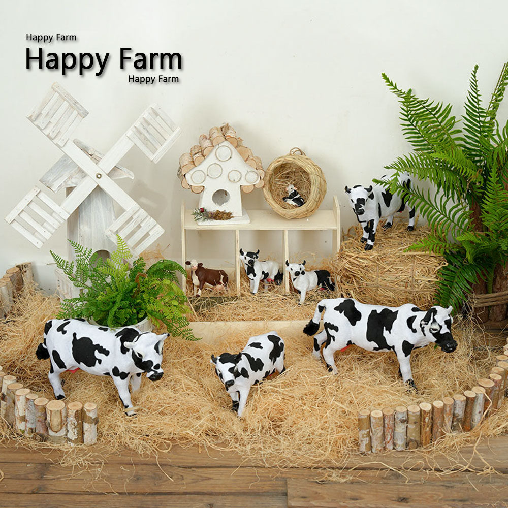 森系幼儿园仿真奶牛农场动物摆件玩具陈列场景橱窗庭院超市微景观,家居饰品,户外/庭院摆件,淘宝优惠券,粉丝福利购,淘宝优惠卷