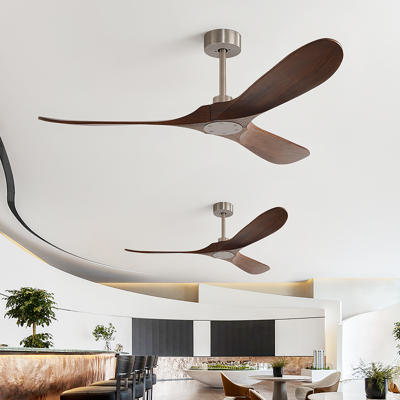 90寸大风力实木吊扇北欧餐厅商用厅变频遥控工业复古无灯带电风扇
