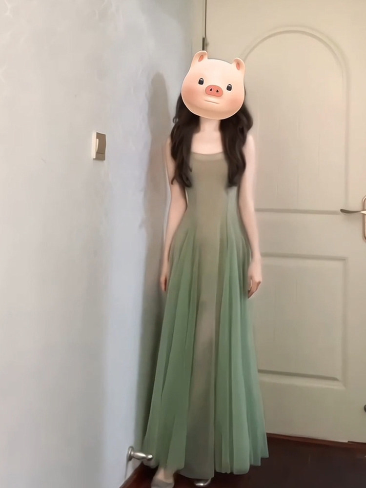 XZY/欣争艳 胖mm法式温柔风露背网纱吊带裙女夏季修身显瘦仙女裙,女装/女士精品,大码连衣裙,淘宝优惠券,粉丝福利购,淘宝优惠卷