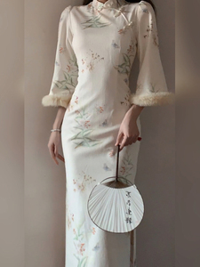 新中式国风改良旗袍印花连衣裙