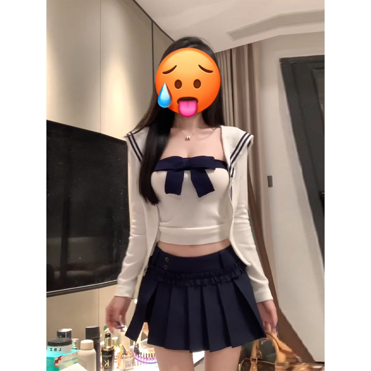 XZY 微胖韩版学院风海军领针织开衫女冬季蝴蝶结抹胸百褶裙三件套,女装/女士精品,大码套装,淘宝优惠券,粉丝福利购,淘宝优惠卷