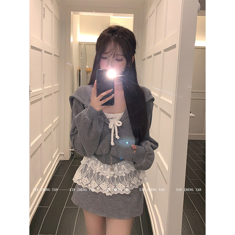 微胖mm时尚辣妹长袖连帽卫衣