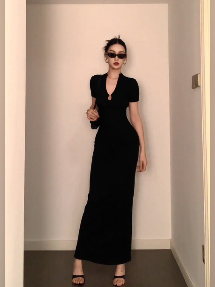 胖mm御姐气质性感v领连衣裙