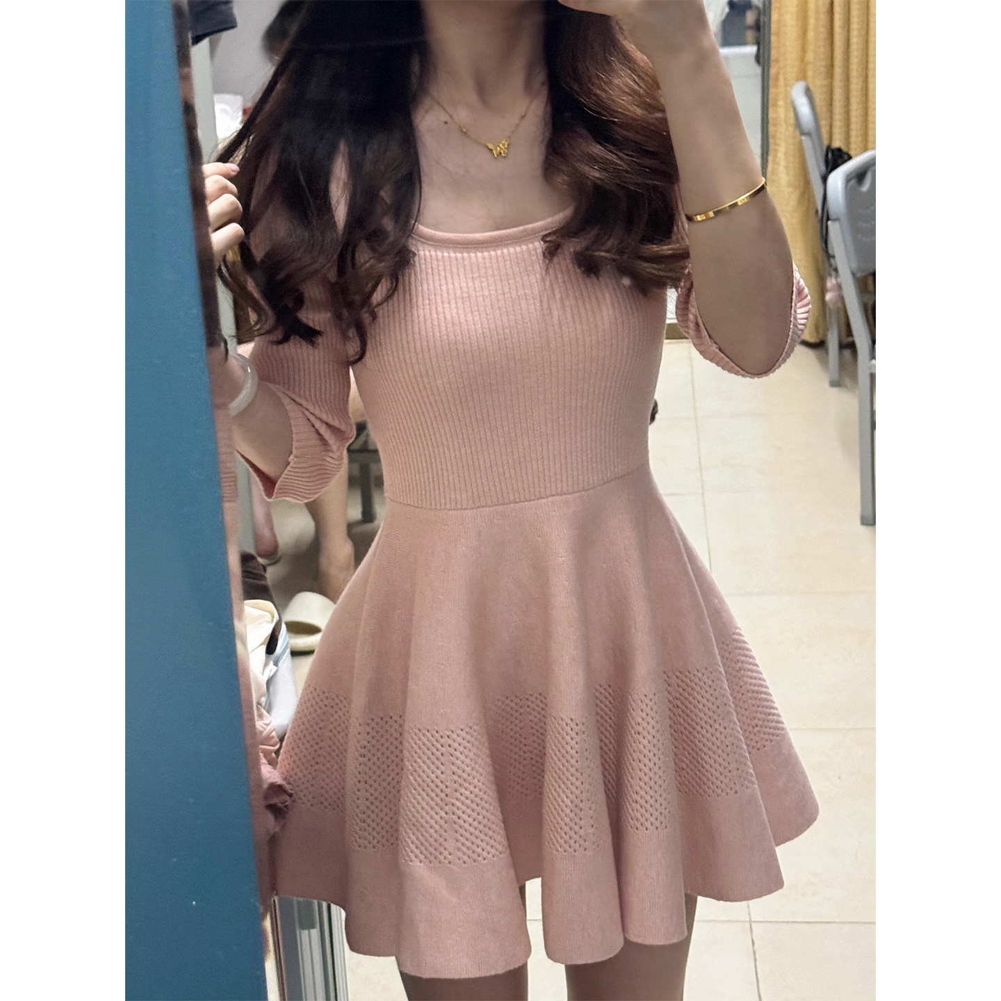 法式温柔气质针织连衣裙