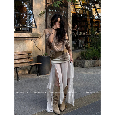 微胖慵懒风辣妹针织斗篷上衣