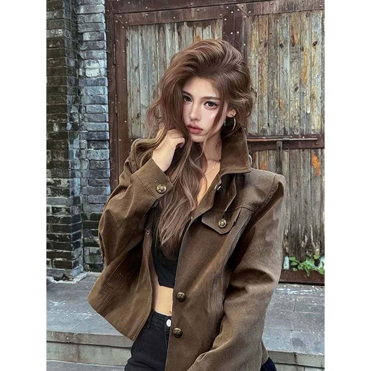 XZY 微胖复古美拉德工装风夹克女26年秋季摩登辣妹设计感百搭外套